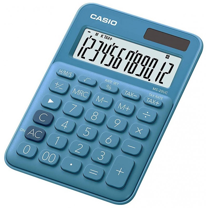 Calculatrice de bureau 12 chiffres Casio MS-20UC-BU / Bleu