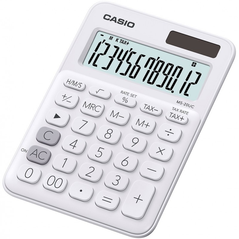 Calculatrice de bureau 12 chiffres Casio MS-20UC-WE / Blanc