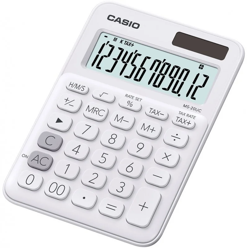 Calculatrice de bureau 12 chiffres Casio MS-20UC-WE / Blanc