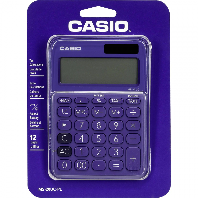 Calculatrice de bureau 12 chiffres Casio MS-20UC-BU / Violet