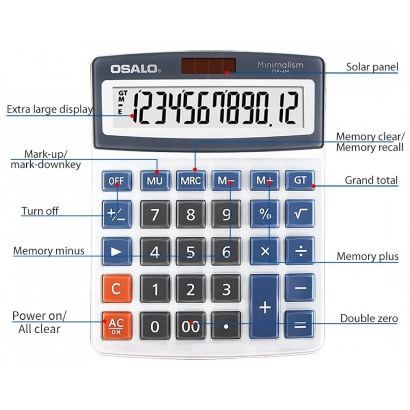 Calculatrice de bureau 12 chiffres OSALO OS-4M