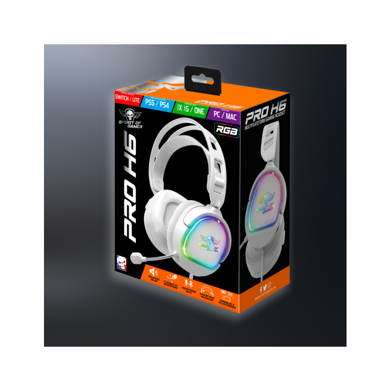 Casque Micro Gaming Spirit of Gamer PRO-H6 ARTIC / RGB / Blanc - Spirit of Gamer - photo 3