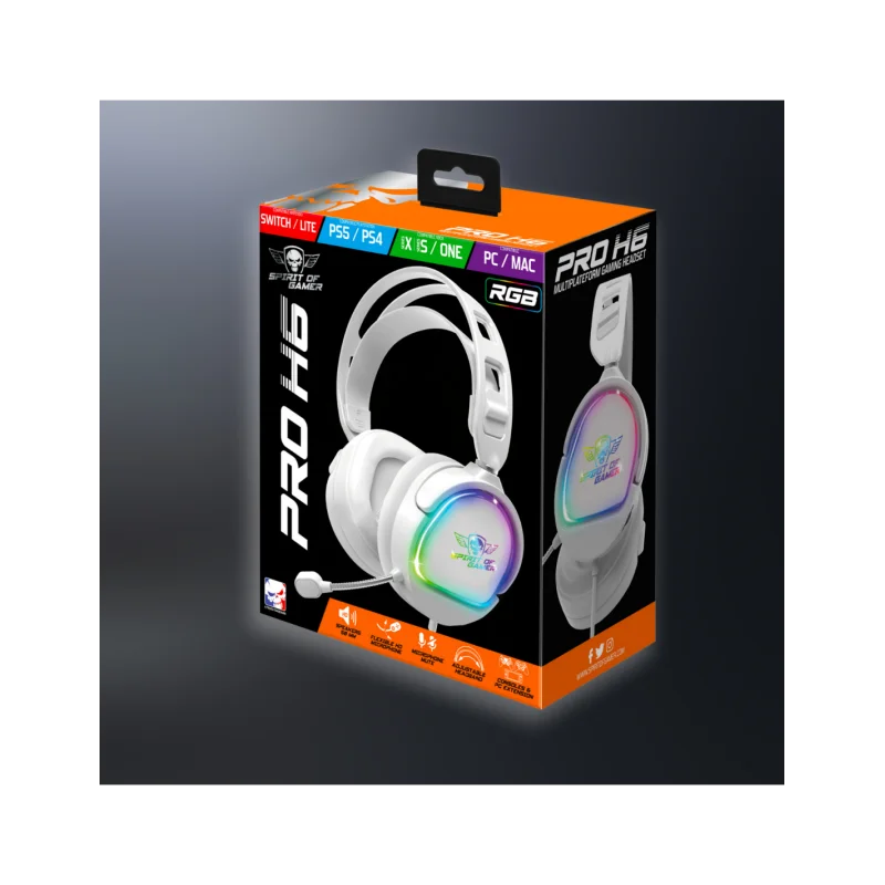 Casque Micro Gaming Spirit of Gamer PRO-H6 ARTIC / RGB / Blanc - Spirit of Gamer - photo 3