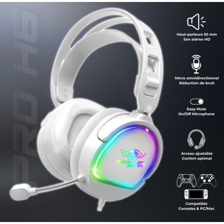 Casque Micro Gaming Spirit of Gamer PRO-H6 ARTIC / RGB / Blanc - Spirit of Gamer - photo 6