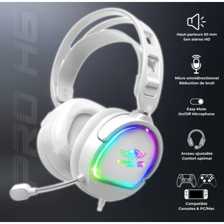 Casque Micro Gaming Spirit of Gamer PRO-H6 ARTIC / RGB / Blanc - Spirit of Gamer - photo 6