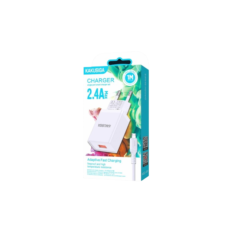 Chargeur KAKUSIGA KSC 931Avec câble Micro USB 3A / 10 W / Blanc
