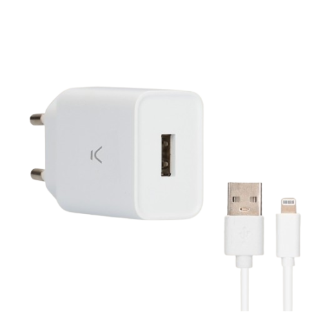 CHARGEUR KSIX Port USB-A pour iPhone avec Câble USB-A 2.4A vers Lightning 1 m/ 12W / BLANC - photo 12