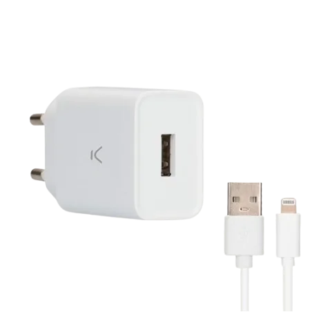 CHARGEUR KSIX Port USB-A pour iPhone avec Câble USB-A 2.4A vers Lightning 1 m/ 12W / BLANC - photo 12