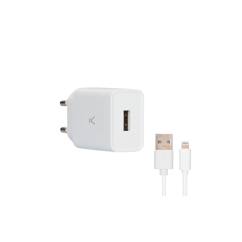 CHARGEUR KSIX Port USB-A pour iPhone avec Câble USB-A 2.4A vers Lightning 1 m/ 12W / BLANC - photo 4