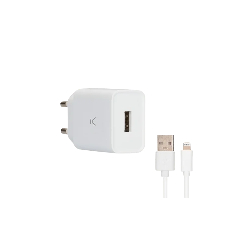 CHARGEUR KSIX Port USB-A pour iPhone avec Câble USB-A 2.4A vers Lightning 1 m/ 12W / BLANC - photo 4