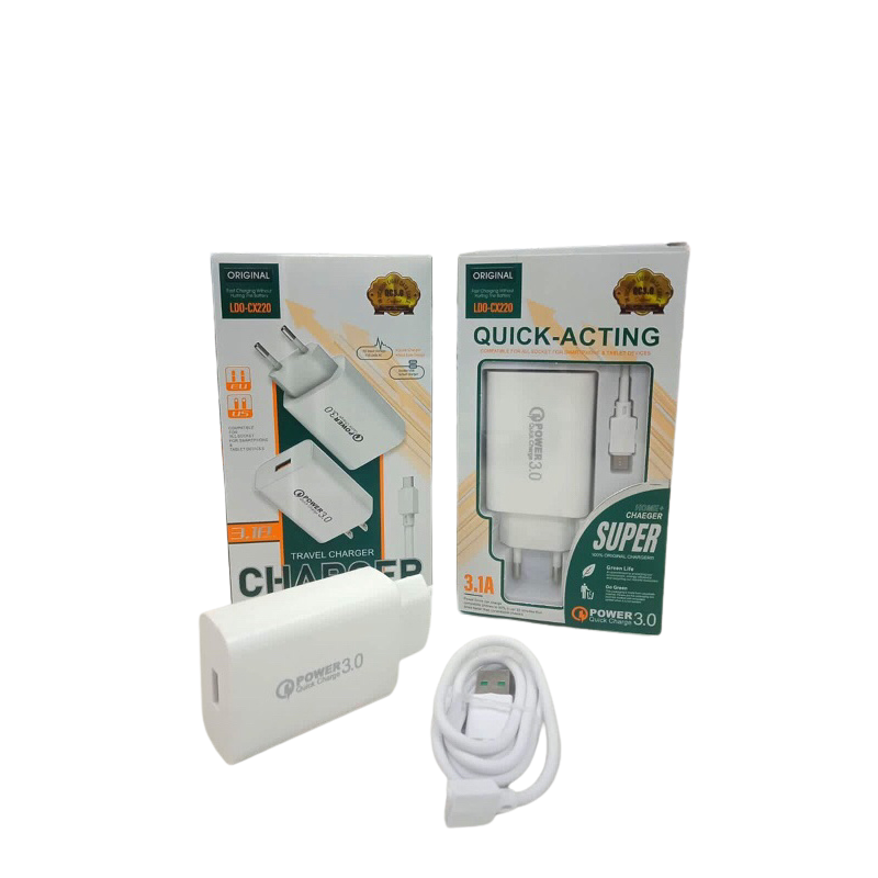 Chargeur secteur 3.1A + CABLE MICRO USB