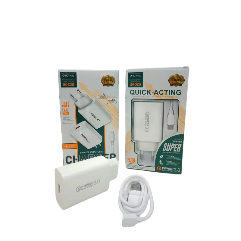 Chargeur secteur 3.1A + CABLE MICRO USB