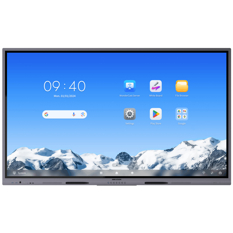 ÉCRAN Interactif HIKVISION 65" UHD 4K 60Hz VA 5ms 8GB 128GB Android 14 WiFi HDMI-USB-Type C EDLA