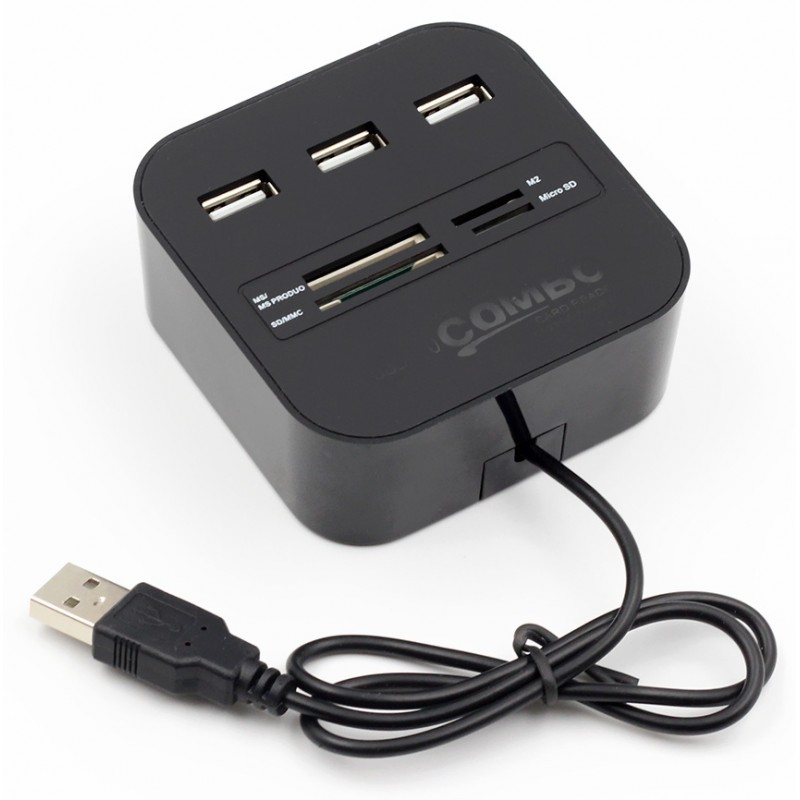 Hub 3 ports USB 2.0 + Lecteur de cartes / Noir - photo 2