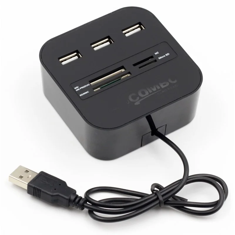 Hub 3 ports USB 2.0 + Lecteur de cartes / Noir - photo 2