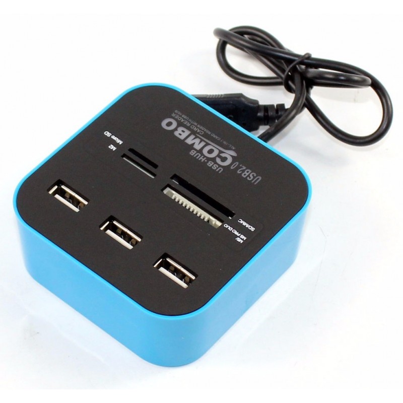 Hub 3 ports USB 2.0 + Lecteur de cartes / Noir - variant HLC-BL - photo 3