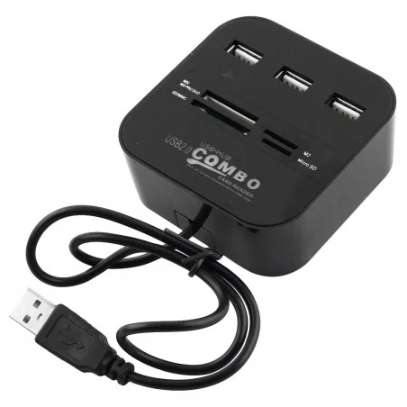 Hub 3 ports USB 2.0 + Lecteur de cartes / Noir - photo 5
