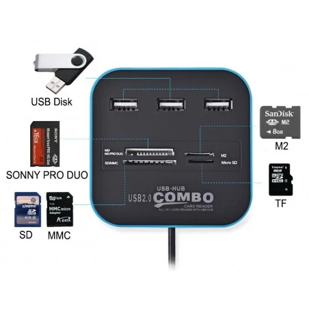 Hub 3 ports USB 2.0 + Lecteur de cartes / Noir - photo 8