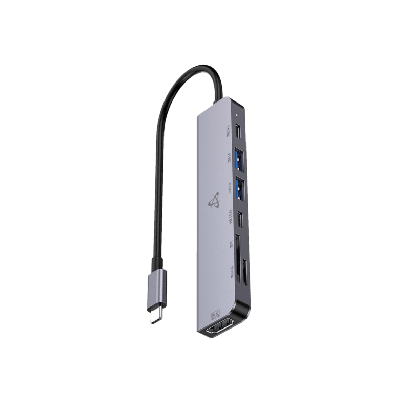 Hub SBOX 7en1 USB-C H-999 / Gris - photo 1