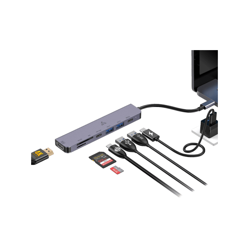 Hub SBOX 7en1 USB-C H-999 / Gris - photo 2