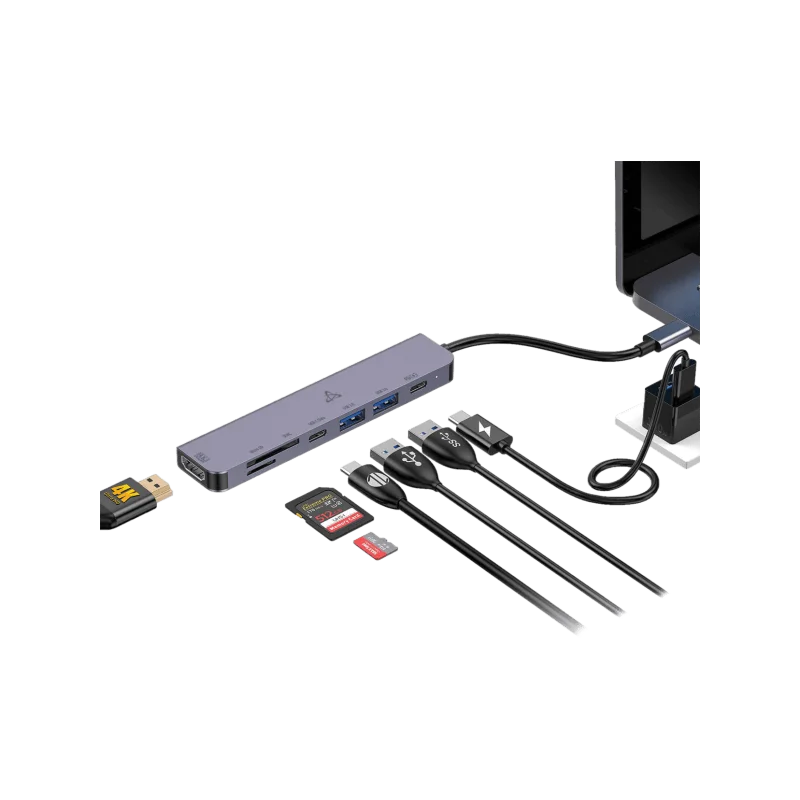 Hub SBOX 7en1 USB-C H-999 / Gris - photo 2