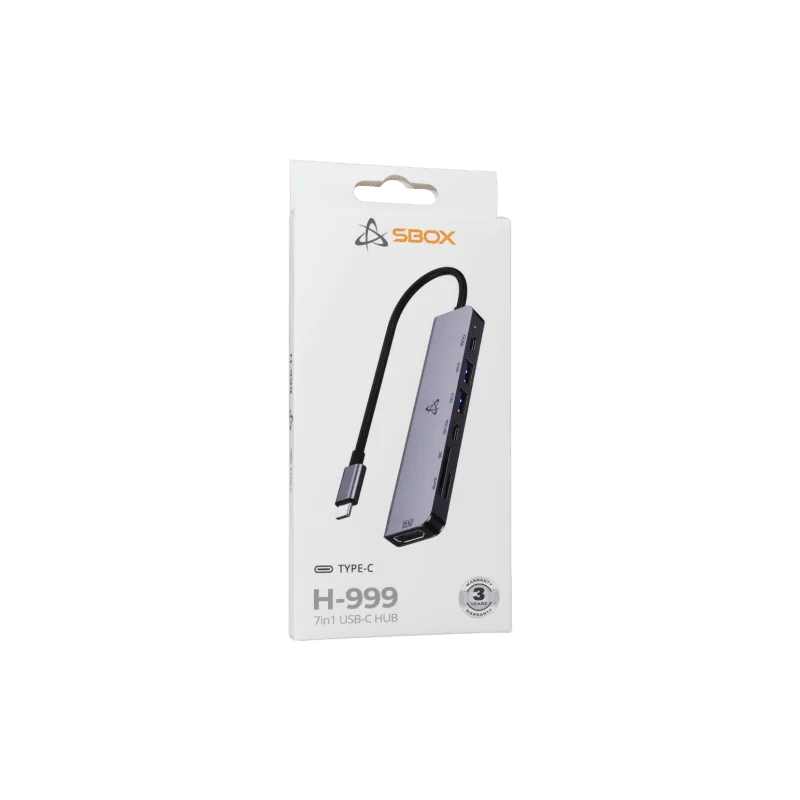 Hub SBOX 7en1 USB-C H-999 / Gris - photo 3