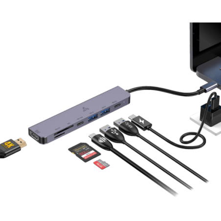 Hub SBOX 7en1 USB-C H-999 / Gris - photo 6