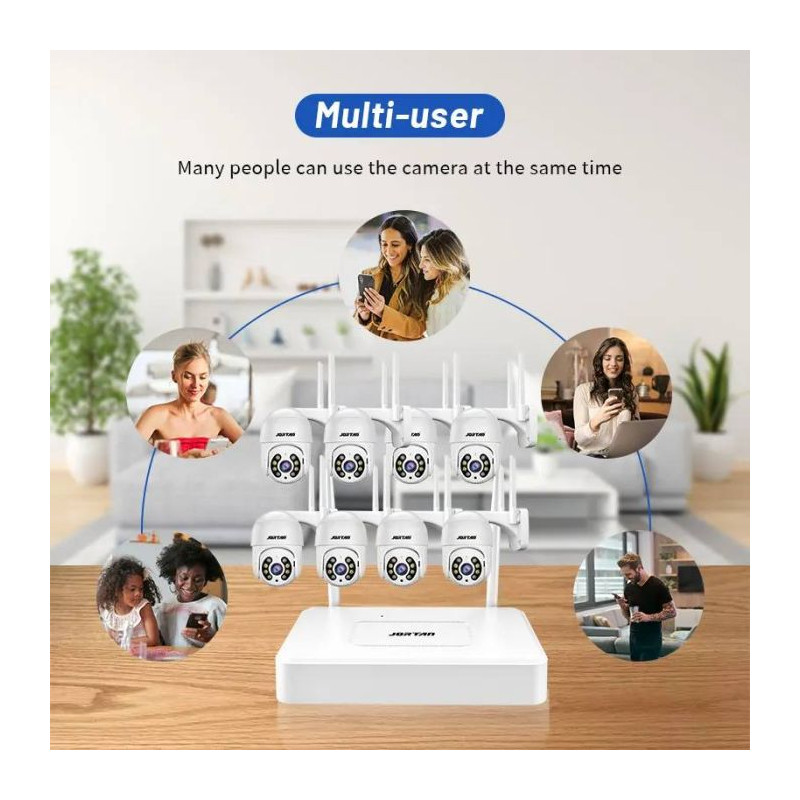 Kit de Surveillance JORTAN 4 Caméras Externes 2MP avec Écran 15.6" Full HD / WiFi / IP66 / Blanc - variant JR-PC8276PRO-8P - photo 2