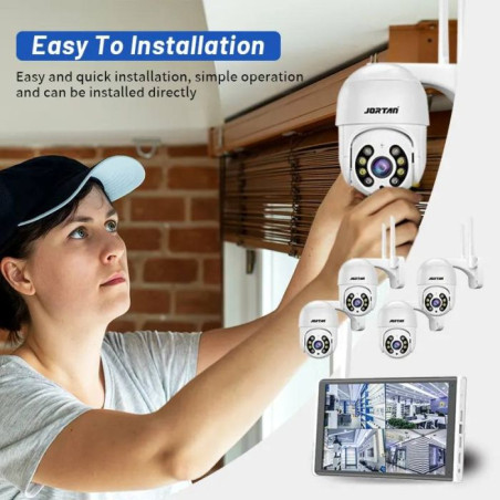 Kit de Surveillance JORTAN 4 Caméras Externes 2MP avec Écran 15.6" Full HD / WiFi / IP66 / Blanc - photo 5
