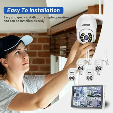 Kit de Surveillance JORTAN 4 Caméras Externes 2MP avec Écran 15.6" Full HD / WiFi / IP66 / Blanc - photo 5