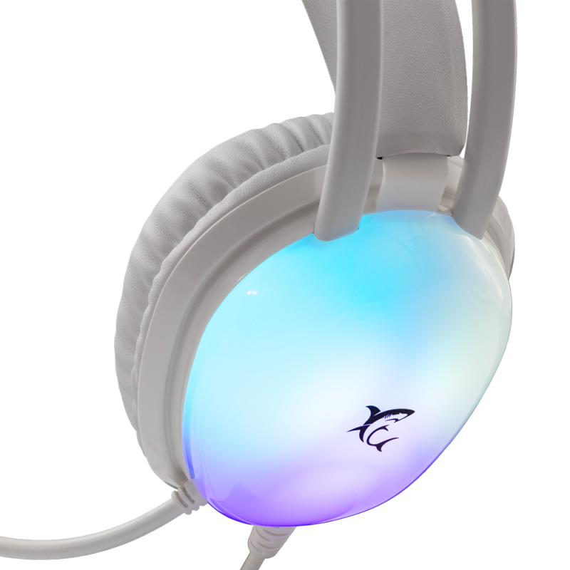 Micro-Casque Gaming Filaire White Shark PEACOCK GH-2444 / RGB / Blanc