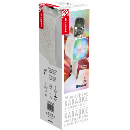 MICROPHONE BLUETOOTH 2 EN 1 KARAOKÉ  ET ENCEINTE PARTY AVEC EFFETS LUMINEUX BIGBEN / 15W / NOIR - variant PARTYBTMIC2WH - photo 5