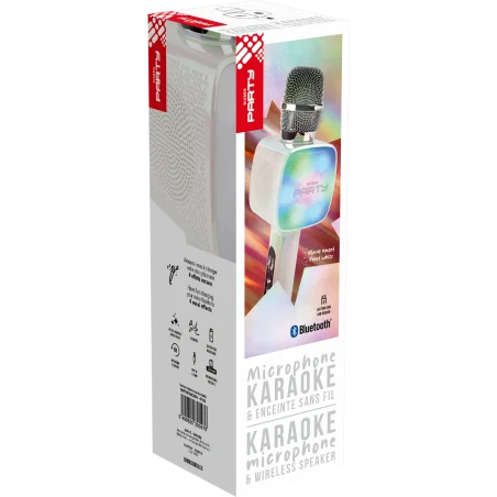 MICROPHONE BLUETOOTH 2 EN 1 KARAOKÉ  ET ENCEINTE PARTY AVEC EFFETS LUMINEUX BIGBEN / 15W / NOIR - variant PARTYBTMIC2WH - photo 5