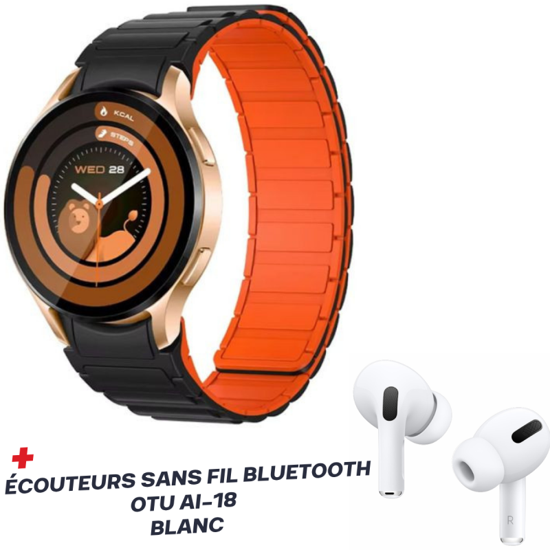 Montre Connectée COLMI i28 Ultra Métal / Silver Avec Écouteurs Sans Fil Bluetooth  OTU AI-18 Blanc - variant I28-MTL-GD-AI18 - photo 1