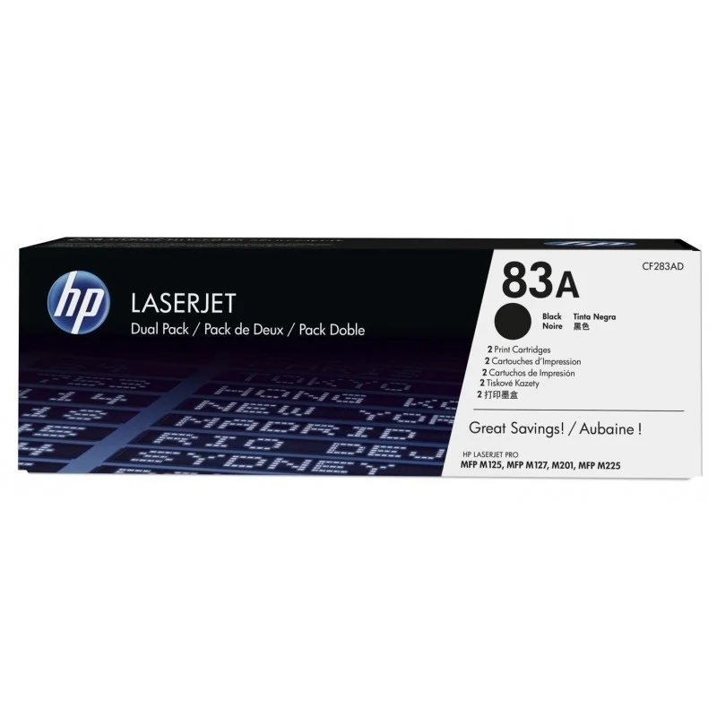 Pack de 2 toners Original HP LaserJet 83A / Noir
