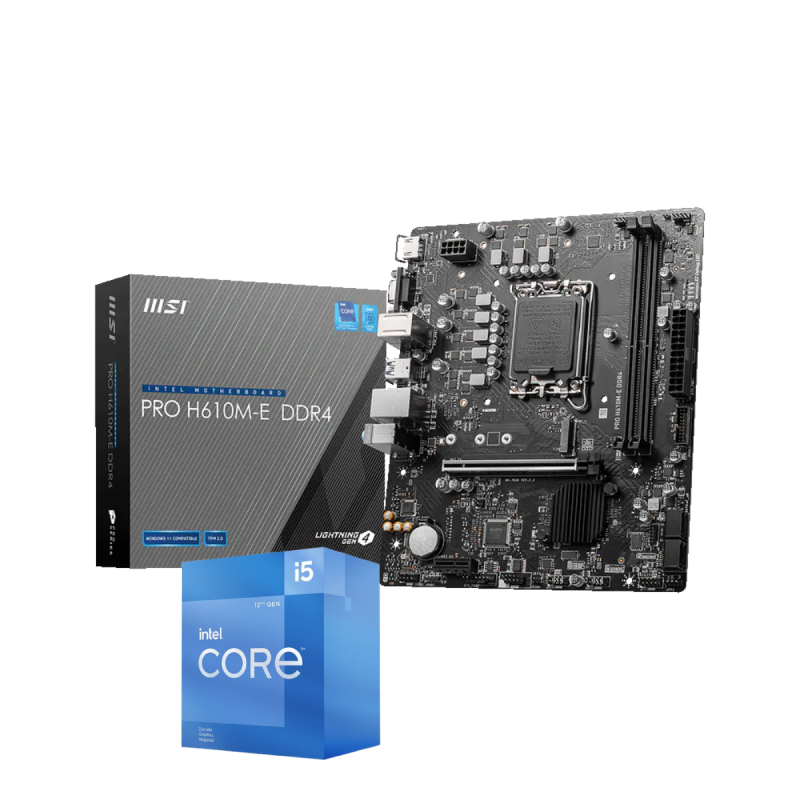 Pack Processeur Intel Core i5-12400F 12e génération Avec Carte mére MSI PRO H610M-E / Micro ATX / LGA1700 / DDR4 - Intel - photo 1