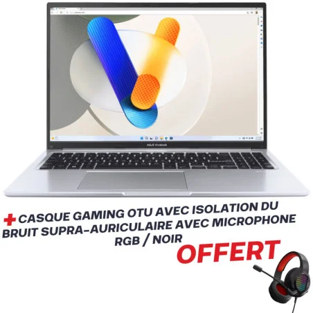 Pc Portable ASUS Vivobook 16 X1605VA / i7-13620H / 16 Go / 512 Go SSD / Windows 11 / Silver Avec Casque de Jeu OTU avec Isolation du Bruit supra-auriculaire avec Microphone / RGB / Noir Offert - variant X1605VA-MB1636W-12 - photo 6