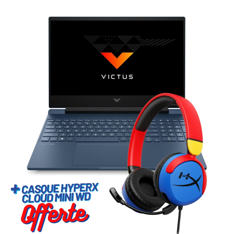PC Portable Gamer HP Victus Gaming Laptop 15-fa1006nk / i5-13420H / 24 Go / 512 Go SSD / Windows 11 / Bleu + CASQUE HyperX Cloud OFFERTE - variant GR-9U1B9EA - photo 1
