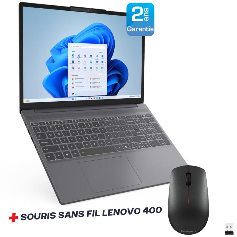 Pc Portable Lenovo IdeaPad Slim 3 15IRH10 / i5-13420H / 16 Go DDR5 / 512 Go SSD / Gris Avec Souris Sans Fil Lenovo 400 - variant BU-83K100E6FG-2Y-24 - photo 1