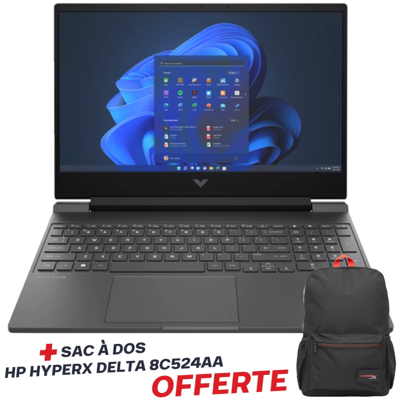 Portable Gaming HP Victus Gaming 15-fa2029nk / i7-13620H / RTX 2050 4G / 16 Go / 512 Go SSD / Windows 11 / Argent Avec Sac à dos HP HyperX Delta 8C524AA Offerte