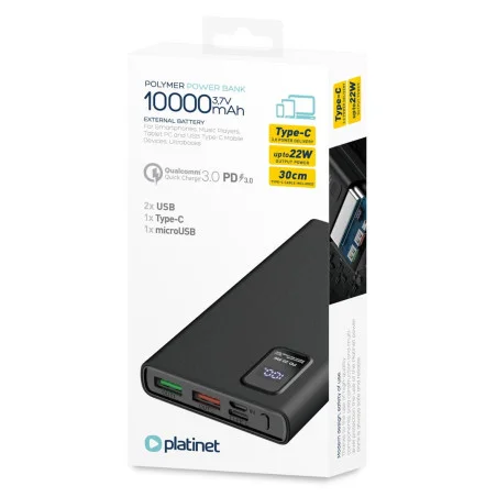 POWER BANK PLATINET 10000 mAh Polymère PD 3.0 QC 3.0 Écran LED BLANC - variant PMPB10WQC726B - photo 14