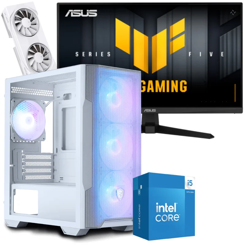 Setup Gamer Special Pc de Bureau Gaming / i5-14400F / RX 9060 XT 8G / Avec Écran Gaming Asus TUF VG257Q5A 24.5" Full HD VA / 200 Hz