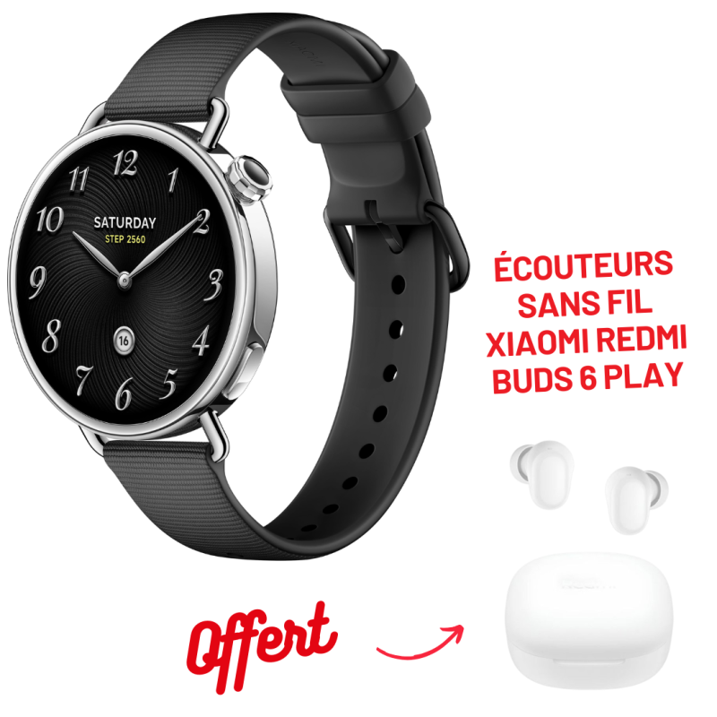 SMART WATCH XIAOMI S4 41 mm FLUORORUBBER STRAP / BLACK + Écouteurs Sans Fil XIAOMI Redmi Buds 6 Play - Xiaomi - photo 1