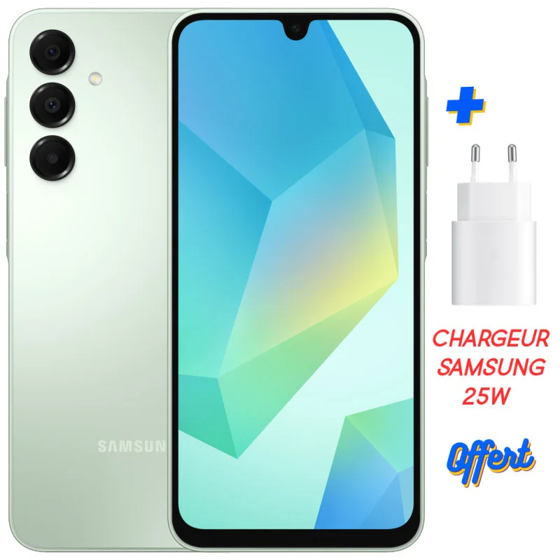 Smartphone Samsung Galaxy A16 / 12Go / 128 Go / VERT + Chargeur Samsung 25W Offert