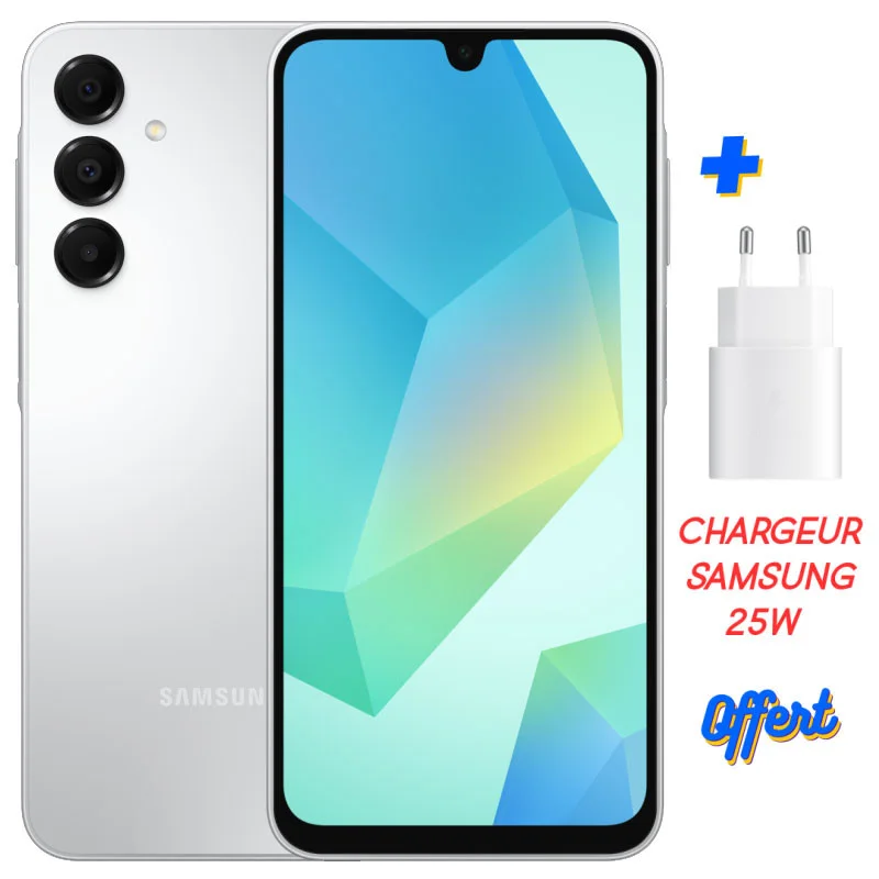 Smartphone Samsung Galaxy A16 / 12Go / 128 Go / GRIS + Chargeur Samsung 25W Offert