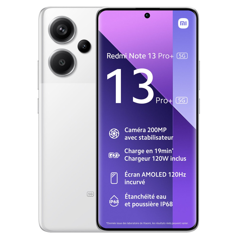 Smartphone XIAOMI Redmi Note 13 PRO + 5G/ 12GO /512GO / WHITE + Ecouteurs Bluetooth Redmi buds 6 pla