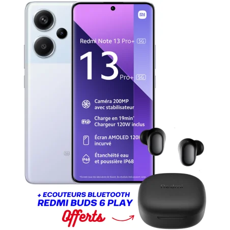 Smartphone XIAOMI Redmi Note 13 PRO+ 5G/ 12GO /512GO / Violet + Ecouteurs Bluetooth Redmi buds 6 play Offerts - Xiaomi - photo 7