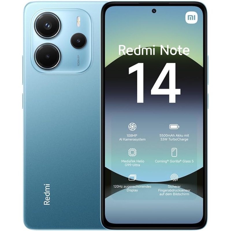 Smartphone XIAOMI Redmi Note 14 / 4G / 8 Go / 256 Go / Bleu