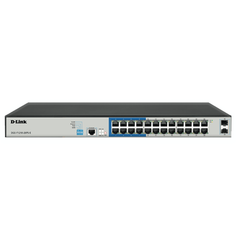 Switch D-Link 24-Port Gigabit Long Range Managed PoE+ DGS-F1210-26PS-E