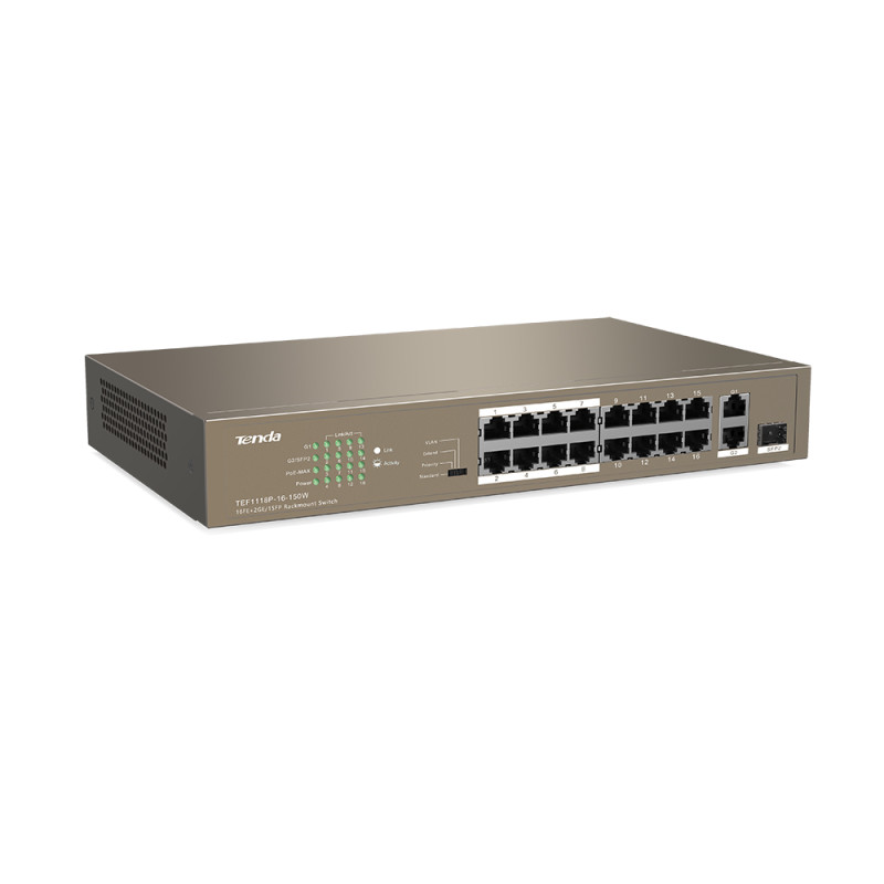 SWITCH DE BUREAU Tenda TEF1118P-16-150W / 16FE+2GE/1SFP - 16 ports PoE 10/100 Mbps - photo 4
